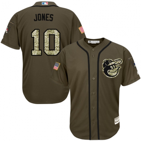 Men's Majestic Baltimore Orioles #10 Adam Jones Replica Green Salute to Service MLB Jersey