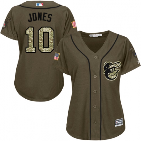 Women's Majestic Baltimore Orioles #10 Adam Jones Replica Green Salute to Service MLB Jersey
