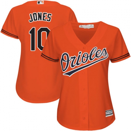 Women's Majestic Baltimore Orioles #10 Adam Jones Replica Orange Alternate Cool Base MLB Jersey
