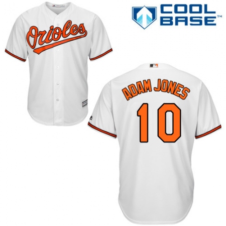 Youth Majestic Baltimore Orioles #10 Adam Jones Authentic White Home Cool Base MLB Jersey