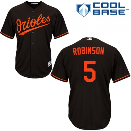 Youth Majestic Baltimore Orioles #5 Brooks Robinson Replica Black Alternate Cool Base MLB Jersey
