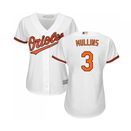 Women's Baltimore Orioles #3 Cedric Mullins Replica White Home Cool Base Baseball Jersey