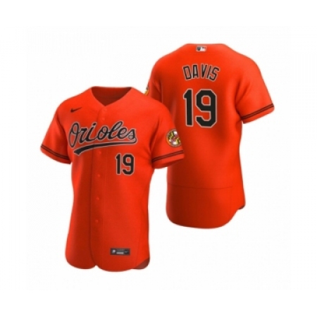 Men's Baltimore Orioles #19 Chris Davis Nike Orange Authentic 2020 Alternate Jersey