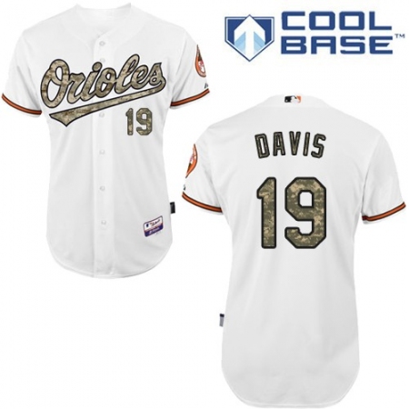Men's Majestic Baltimore Orioles #19 Chris Davis Authentic White USMC Cool Base MLB Jersey