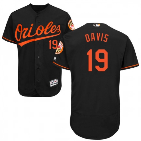 Men's Majestic Baltimore Orioles #19 Chris Davis Black Alternate Flex Base Authentic Collection MLB Jersey