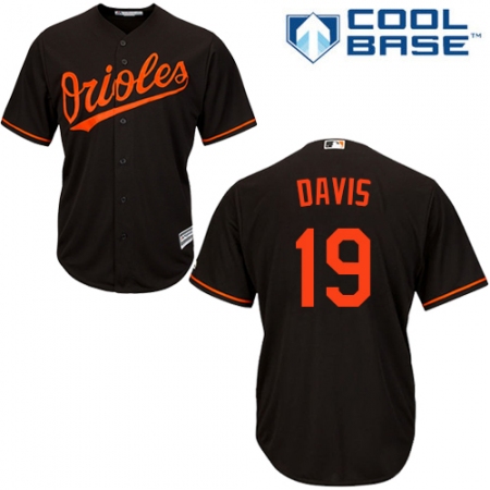 Men's Majestic Baltimore Orioles #19 Chris Davis Replica Black Alternate Cool Base MLB Jersey