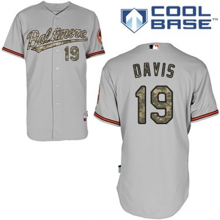 Men's Majestic Baltimore Orioles #19 Chris Davis Replica Grey USMC Cool Base MLB Jersey