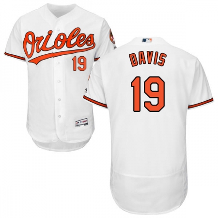 Men's Majestic Baltimore Orioles #19 Chris Davis White Home Flex Base Authentic Collection MLB Jersey