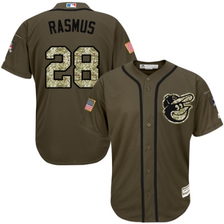 Men's Majestic Baltimore Orioles #28 Colby Rasmus Replica Green Salute to Service MLB Jersey