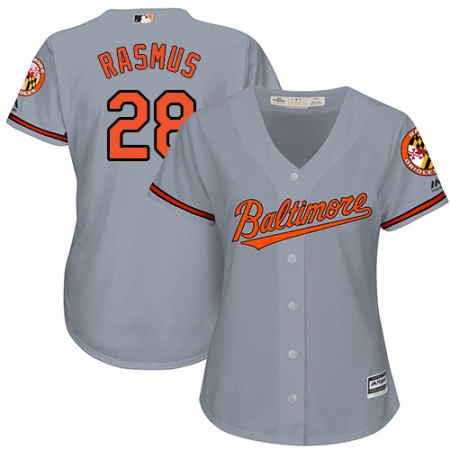 Women's Majestic Baltimore Orioles #28 Colby Rasmus Authentic Grey Road Cool Base MLB Jersey