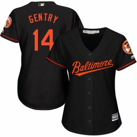 Women's Majestic Baltimore Orioles #14 Craig Gentry Authentic Black Alternate Cool Base MLB Jersey