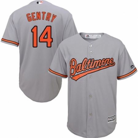 Youth Majestic Baltimore Orioles #14 Craig Gentry Replica Grey Road Cool Base MLB Jersey