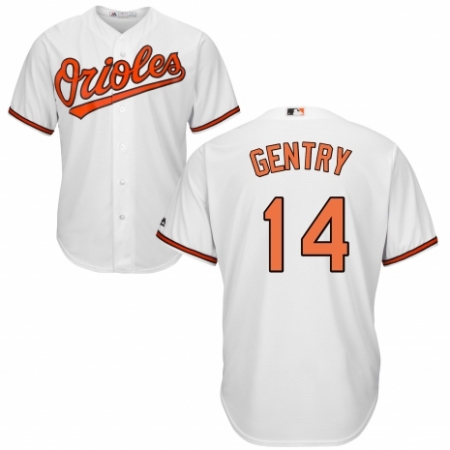 Youth Majestic Baltimore Orioles #14 Craig Gentry Replica White Home Cool Base MLB Jersey