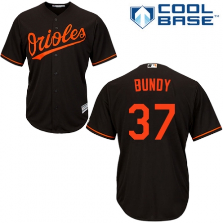 Men's Majestic Baltimore Orioles #37 Dylan Bundy Replica Black Alternate Cool Base MLB Jersey