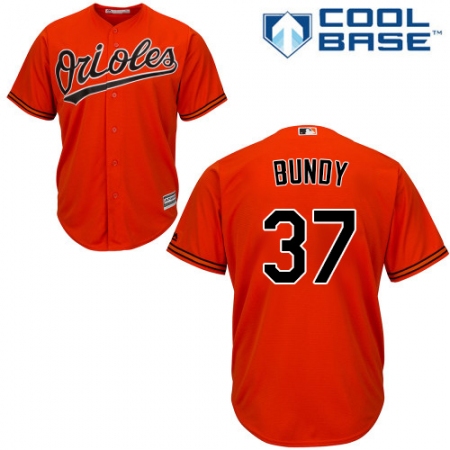 Men's Majestic Baltimore Orioles #37 Dylan Bundy Replica Orange Alternate Cool Base MLB Jersey