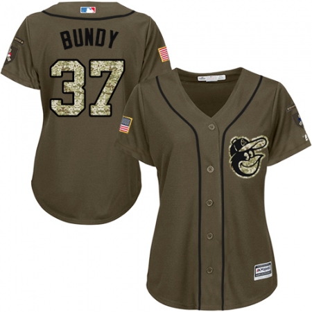 Women's Majestic Baltimore Orioles #37 Dylan Bundy Authentic Green Salute to Service MLB Jersey