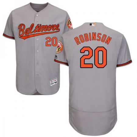 Men's Majestic Baltimore Orioles #20 Frank Robinson Grey Road Flex Base Authentic Collection MLB Jersey