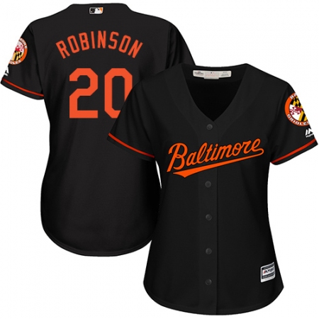 Women's Majestic Baltimore Orioles #20 Frank Robinson Authentic Black Alternate Cool Base MLB Jersey