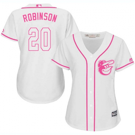 Women's Majestic Baltimore Orioles #20 Frank Robinson Replica White Fashion Cool Base MLB Jersey