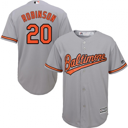 Youth Majestic Baltimore Orioles #20 Frank Robinson Replica Grey Road Cool Base MLB Jersey