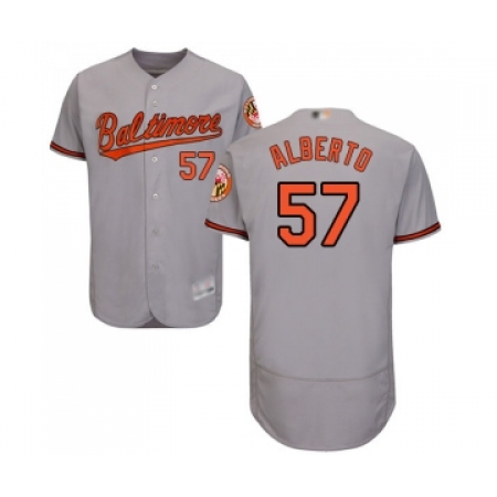 Men's Baltimore Orioles #57 Hanser Alberto Grey Road Flex Base Authentic Collection Baseball Jersey