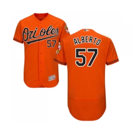 Men's Baltimore Orioles #57 Hanser Alberto Orange Alternate Flex Base Authentic Collection Baseball Jersey
