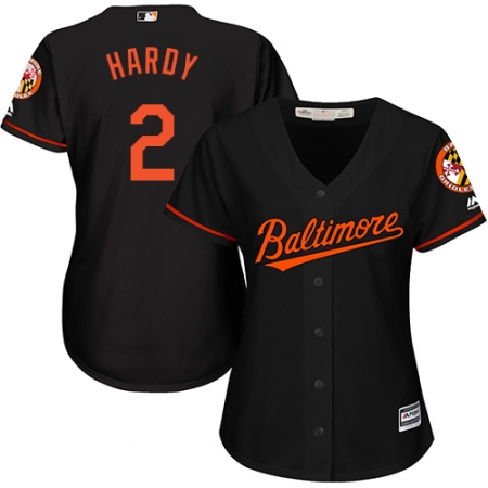 Women's Majestic Baltimore Orioles #2 J.J. Hardy Authentic Black Alternate Cool Base MLB Jersey