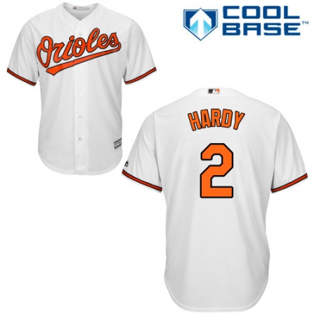 Youth Majestic Baltimore Orioles #2 J.J. Hardy Authentic White Home Cool Base MLB Jersey
