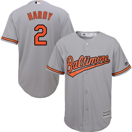 Youth Majestic Baltimore Orioles #2 J.J. Hardy Replica Grey Road Cool Base MLB Jersey