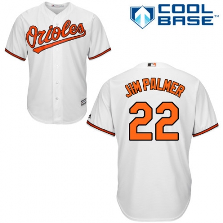 Men's Majestic Baltimore Orioles #22 Jim Palmer Replica White Home Cool Base MLB Jersey