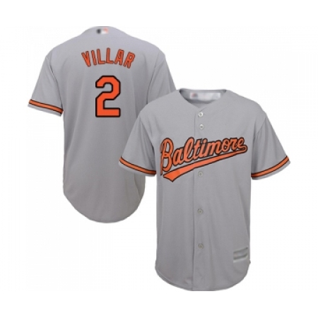 Men's Baltimore Orioles #2 Jonathan Villar Replica Grey Road Cool Base Baseball Jersey