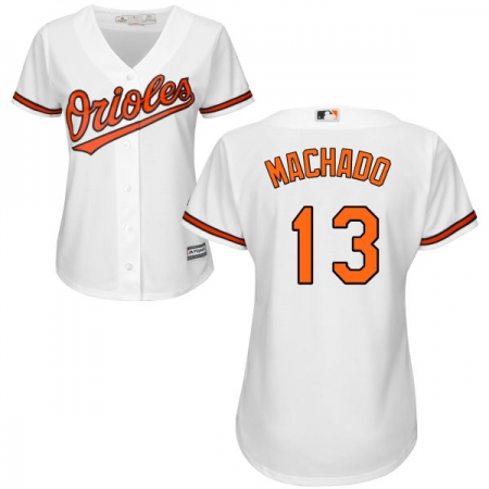 Women's Majestic Baltimore Orioles #13 Manny Machado Replica White Home Cool Base MLB Jersey
