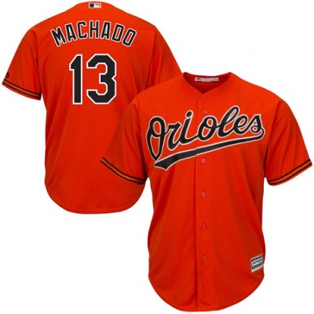 Youth Majestic Baltimore Orioles #13 Manny Machado Authentic Orange Alternate Cool Base MLB Jersey