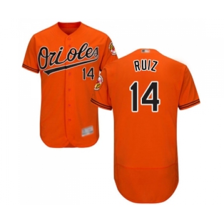 Men's Baltimore Orioles #14 Rio Ruiz Orange Alternate Flex Base Authentic Collection Baseball Jersey