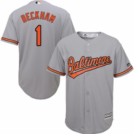 Men's Majestic Baltimore Orioles #1 Tim Beckham Replica Grey Road Cool Base MLB Jersey