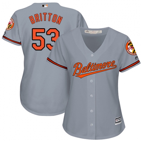 Women's Majestic Baltimore Orioles #53 Zach Britton Authentic Grey Road Cool Base MLB Jersey